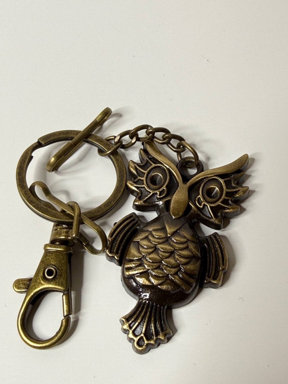 Brass color metal  Owl Keychain Charm bag charm key chain